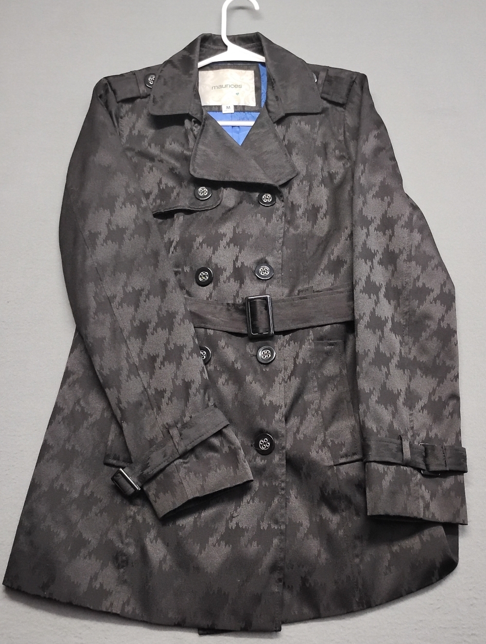 Maurices Black Houndstooth Trench Coat
